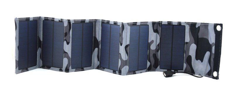 Foldable Solar Panel Mobile Charger 10W for Cellphone- Camo Design - let it hang down your backpack while you walk