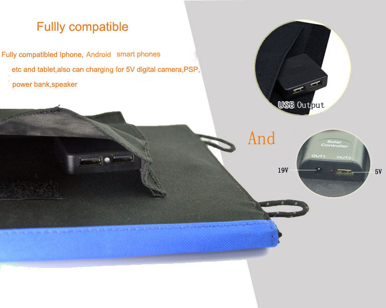 Solar Panel 28W Waterproof Portable Sunpower Mini Fold 19V DC Charge