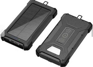 Solar-Wireless 20000mah Powerbank, with Flashlight and Compass