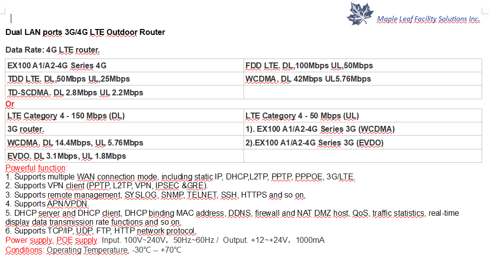 Router/Access Point_3G/4G LTE_EX100-A2 -Make your own WIFI at camp
