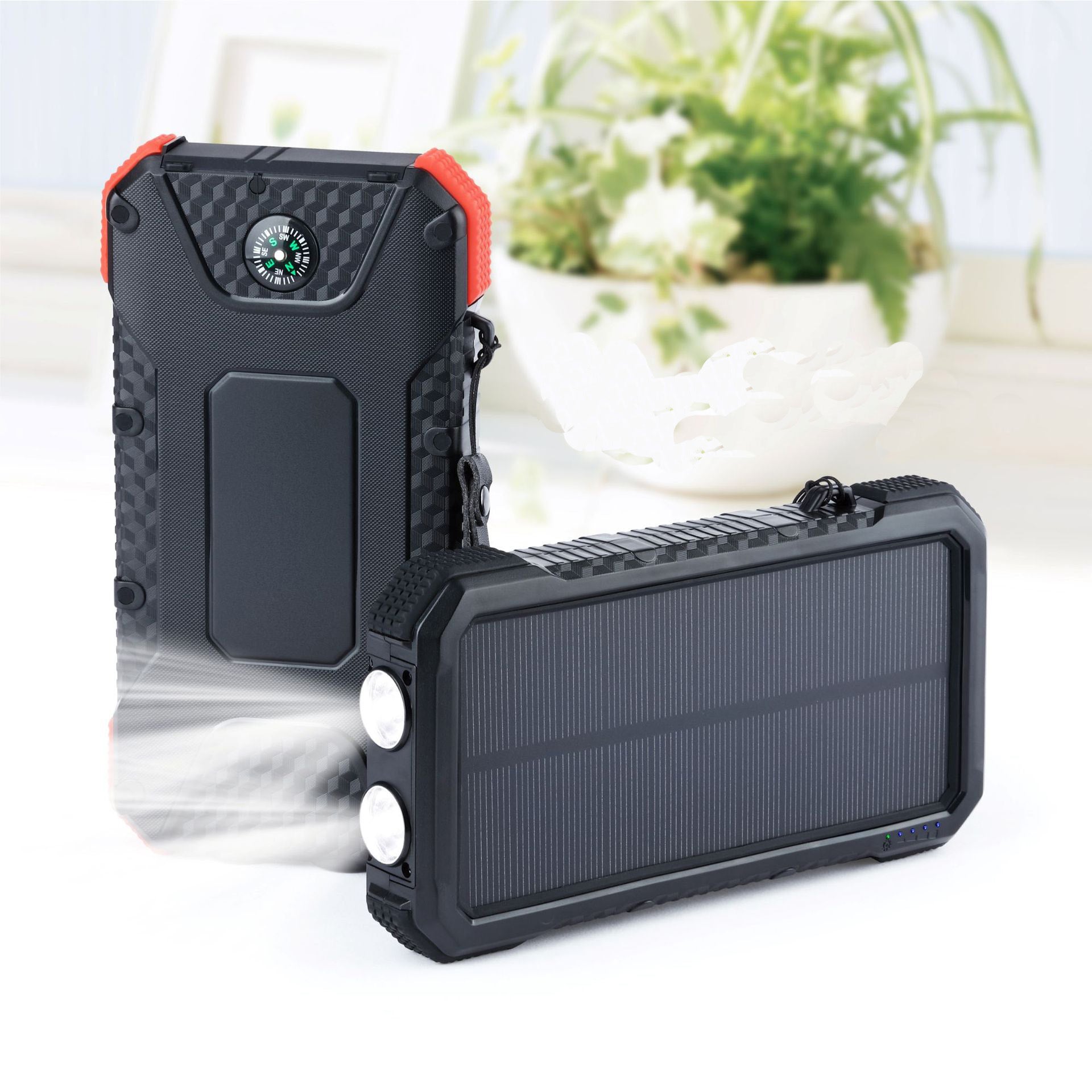 Solar Power Bank Outdoor 20000mAh Waterproof-  Super LED bright light with SOS and Compass