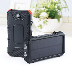 Solar Power Bank Outdoor 20000mAh Waterproof-  Super LED bright light with SOS and Compass