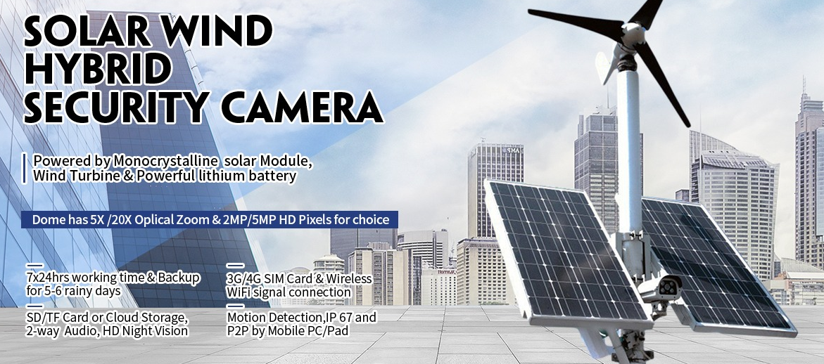 Outdoor Solar & Wind Hybrid-  5mp  wireless ptz ip security action dome camera 20x 4G wifi outdoor